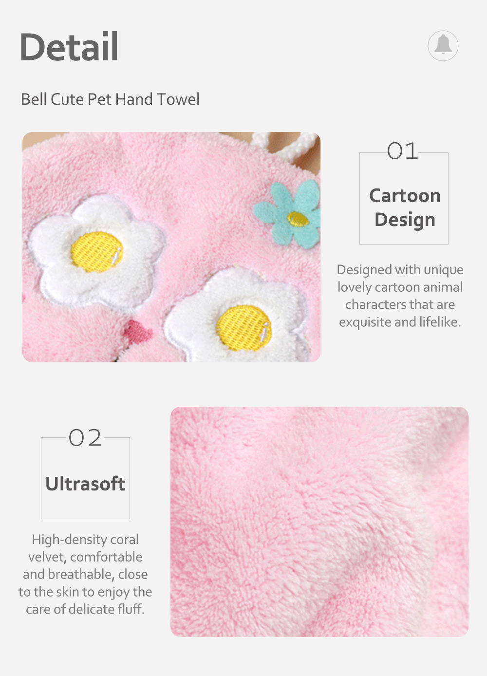Personalized Cute Pet Bell Hand Towel-7